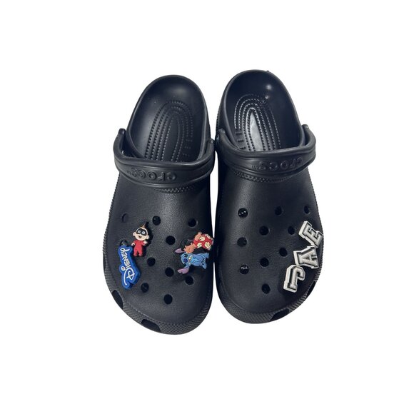 Crocs Classic Clogs Disney &‎ Marvel Shoe Black Charms Size 10/12 Mens/Womens - Picture 1 of 6
